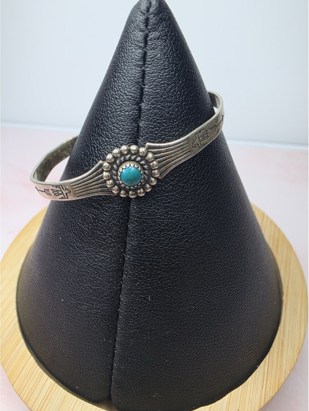 Vtg Native American Silver Turquoise Thunderbird Fred Harvey Era Cuff Bracelet